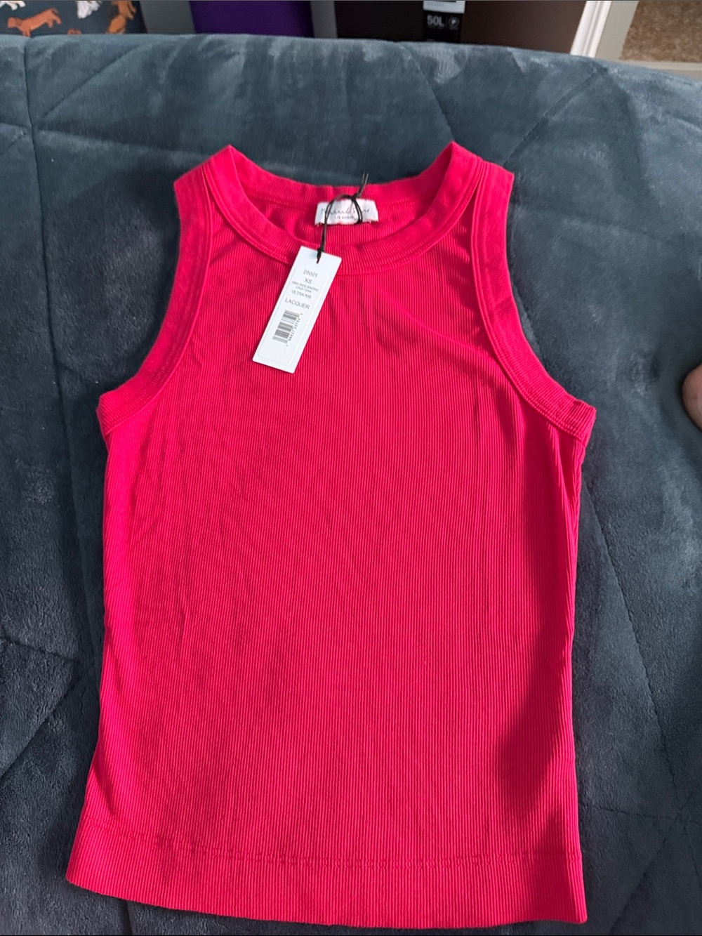 Michael Stars new gina red color lacquer Ribbed Tank Top in xs
